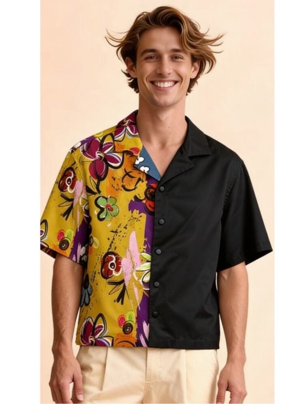 NovaMen Floral Bowling Split Design Button Up